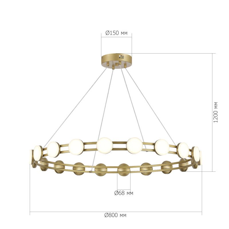 Подвесная люстра 80*120 см, 1*LED*40W, 4000K, ST-Luce Monro SL6610.203.20, золотой