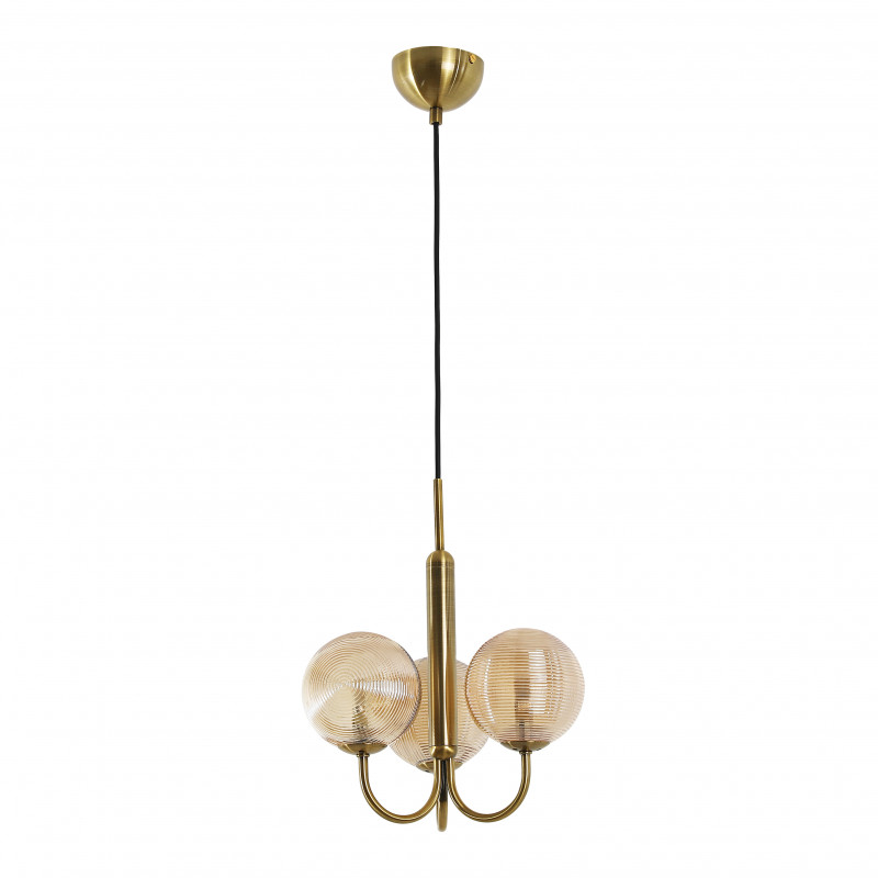 Подвесная люстра Favourite Idem 2723-3P, D300*H420/1420, латунь, плафоны из рифленого стекла янтарного цвета