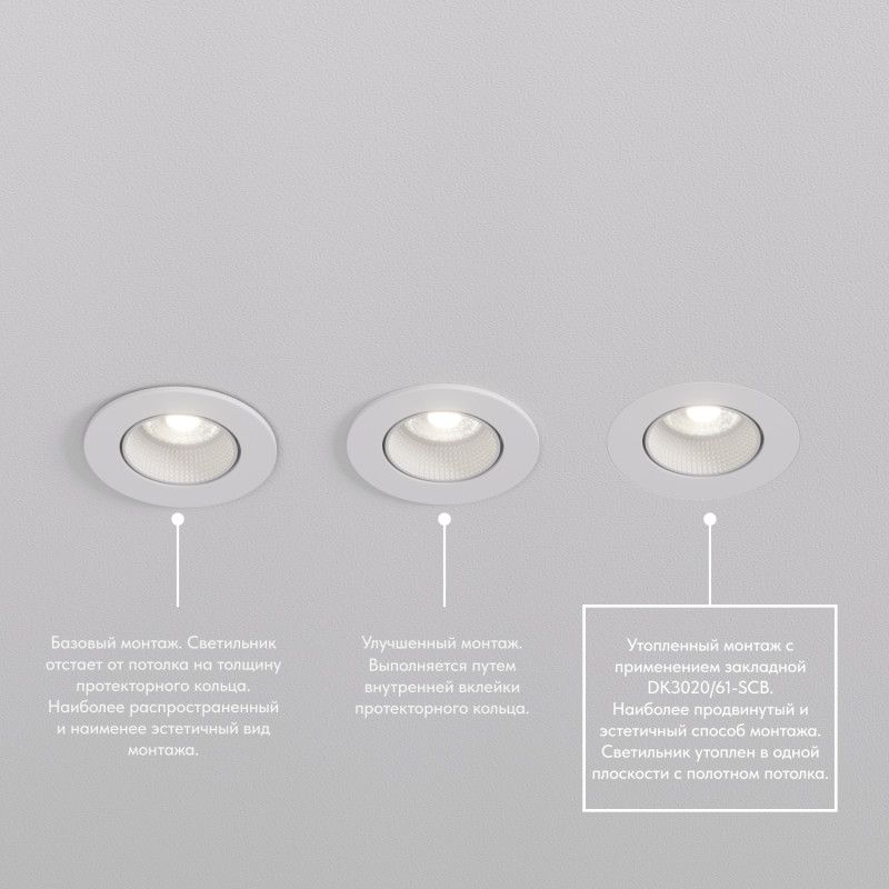 Светильник встраиваемый 9,3*9,3*3,4 см, вр 7,5 см, 1*GU5.3*10W, Denkirs Rodvig DK3061-WH, белый