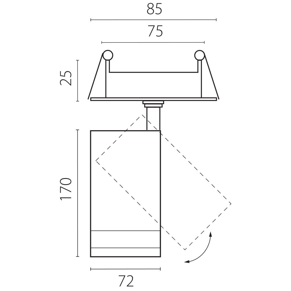 Светильник встраиваемый *7,2*17 см, *20W, 2700-4200-6000K, Lightstar Canno Pro C4207RS, Черный