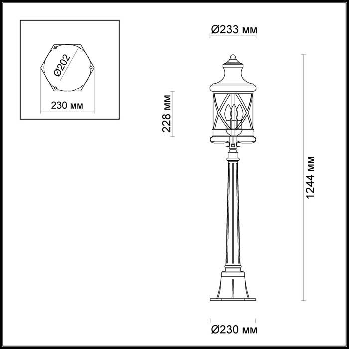 Уличный светильник Odeon Light Sation 4045/3F черный/золотая патина