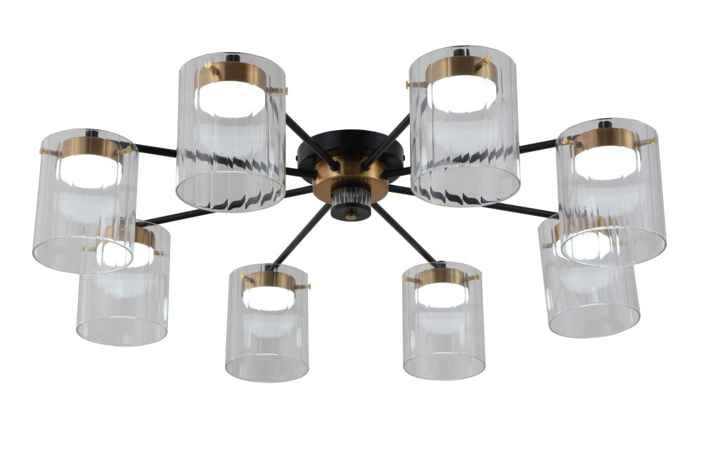 Люстра Ø800 x H190, мм, 8*15W (120W), BK+ANB (Черный+Античная бронза) NewRgy 15783STD/8 BK+ANB