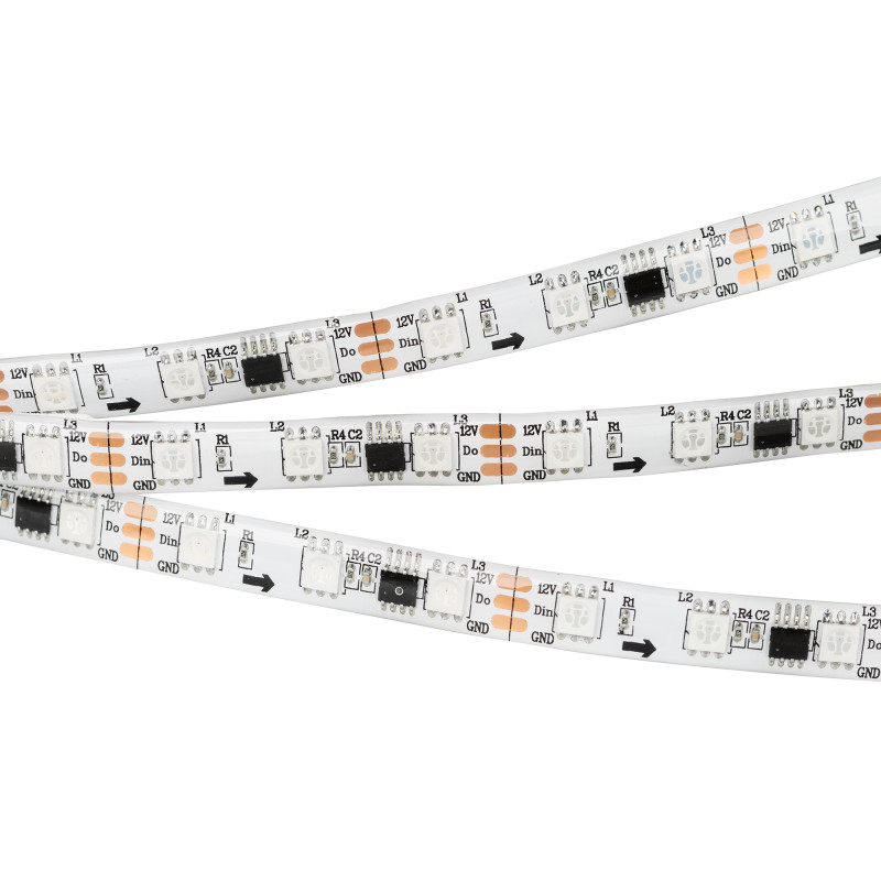 Лента герметичная SPI-SE-B60-10mm 12V RGB-PX3 (14.4 W/m, IP65, 5060, 5m) (Arlight, бегущий огонь) 026366(2). Цена указана за 5 метров. Продается кратно 5 метрам.