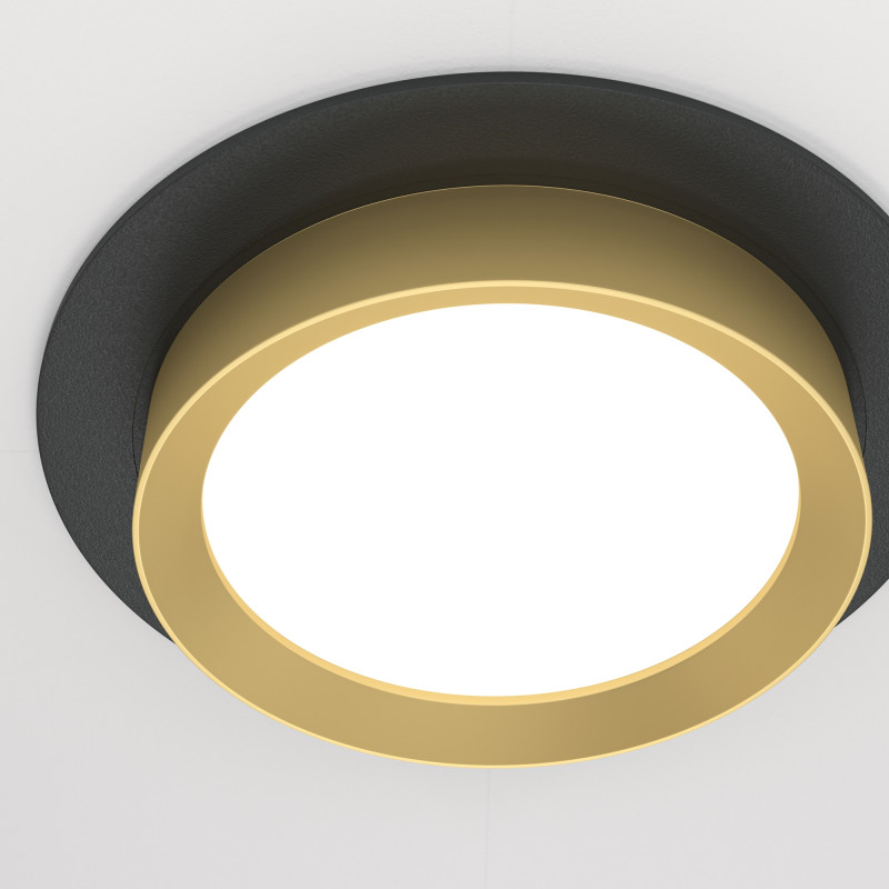 Светильник 11 см, Maytoni Downlight Hoop DL086-GX53-RD-BG, черный-золото