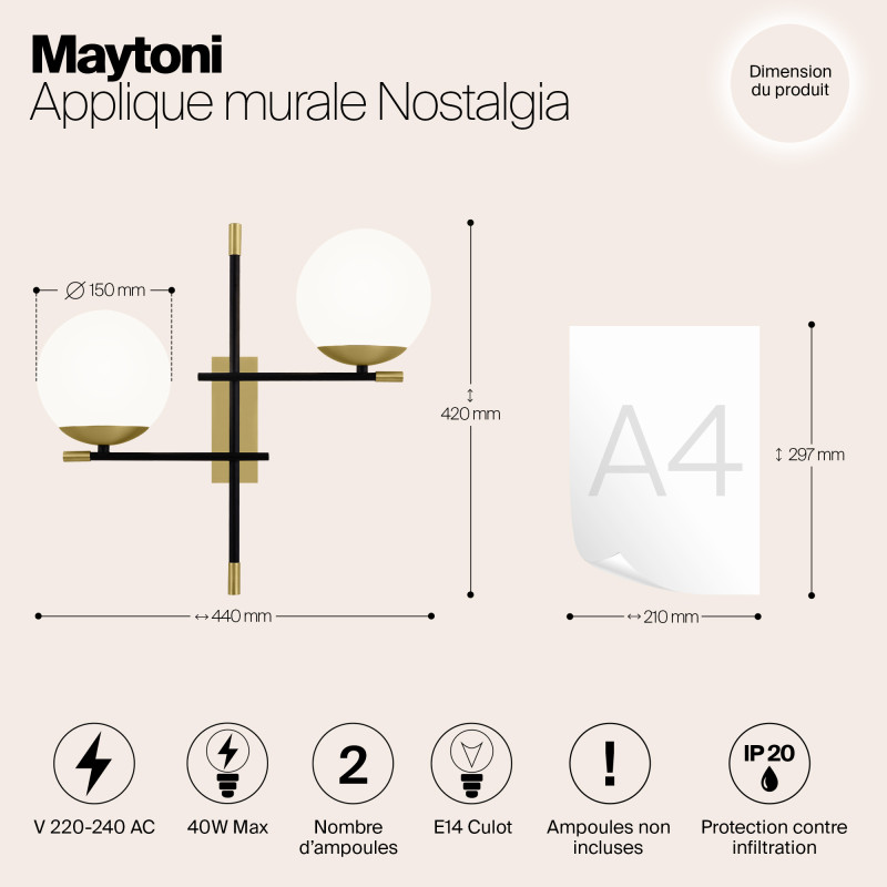 Бра Maytoni Nostalgia MOD050WL-02G, матовое золото