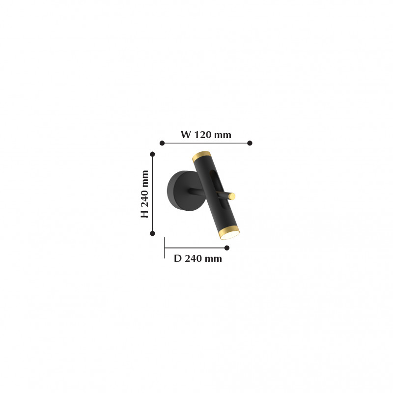 Бра Favourite Duplex 2324-2W, D250*W120*H250, металл черного матового цвета, элементы окрашены в золотой цвет, плафон поворотный, модули LED с двух сторон плафона, акриловый рассеиватель