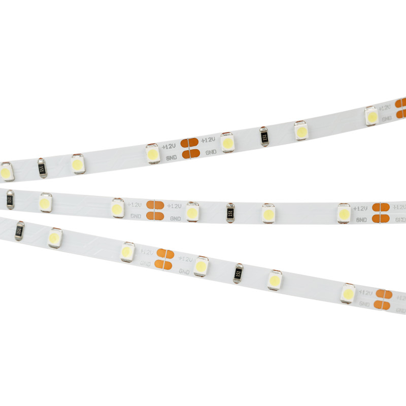 Лента RT-A60-5mm 12V Warm2400 (4.8 W/m, IP20, 2835, 5m) (Arlight, узкая) 028616(2). Цена указана за 5 метров. Продается кратно 5 метрам.