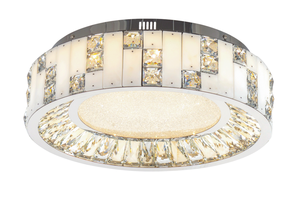 Люстра Ø400 x H150 мм, Светодиодная лента 84W 3000-6000K NewRgy CHROME+CL (Хром + Прозрачный Хрусталь) 2896R/84W CHROME+CLEAR