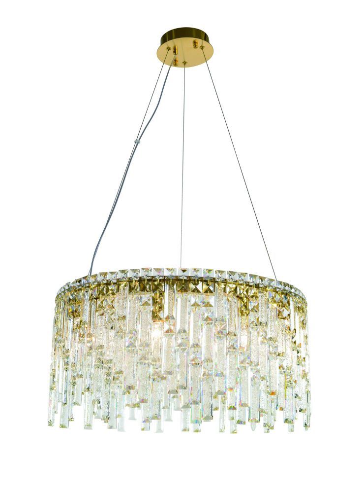 Люстра Ø600 x H300(1300) мм, E14 9*40W (360W) NewRgy PLATING BRASS+CLEAR (Латунь + Прозрачный Хрусталь) 6073P/9A PLATING BRASS+CLEAR