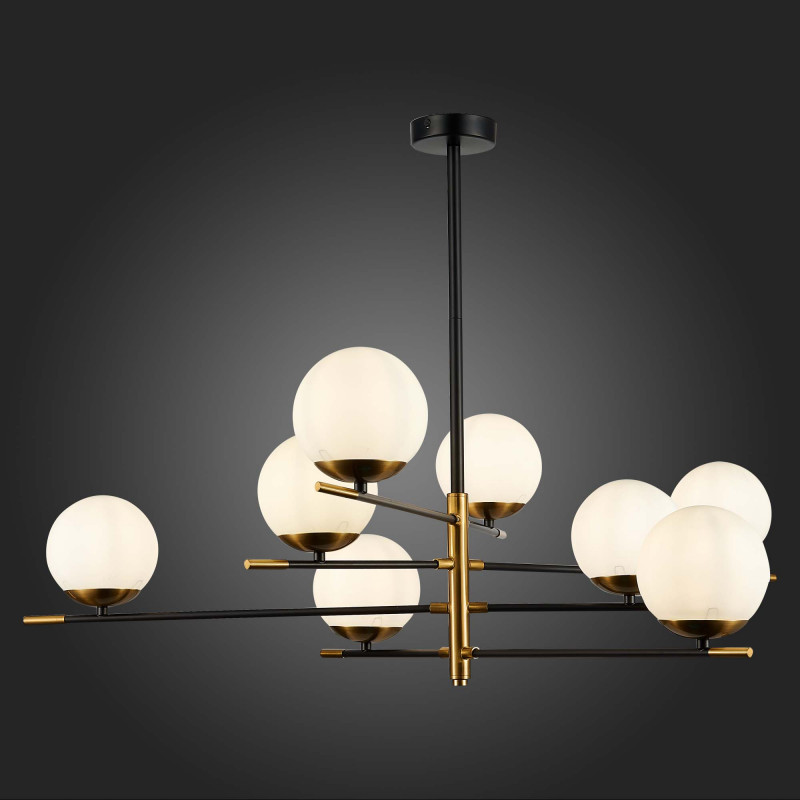 Люстра потолочная 93 см, ST LUCE LIMANO SL1203.422.08 Черный, Латунь