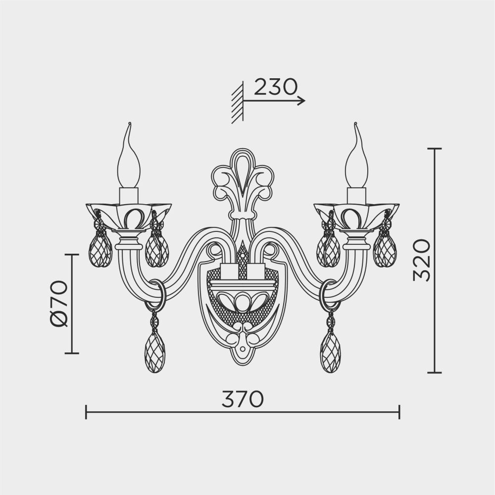 Бра 37*23* см, Е14 2x40W, , Дымчатый MODELUX premium ML.7148.02P