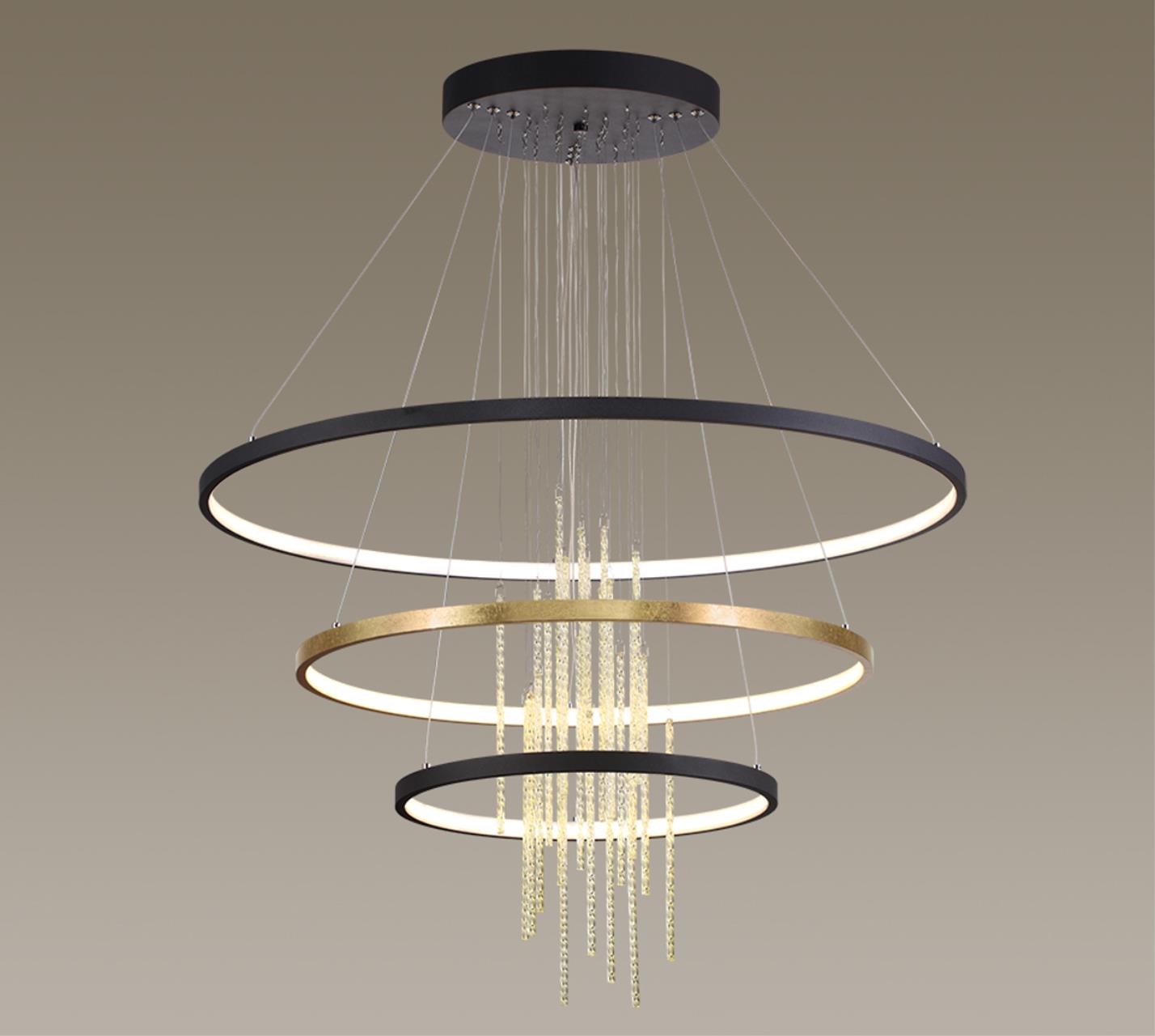 Светильник 81 см, 113W, 4000K Odeon Light Monica 3901/99L, черный-золото