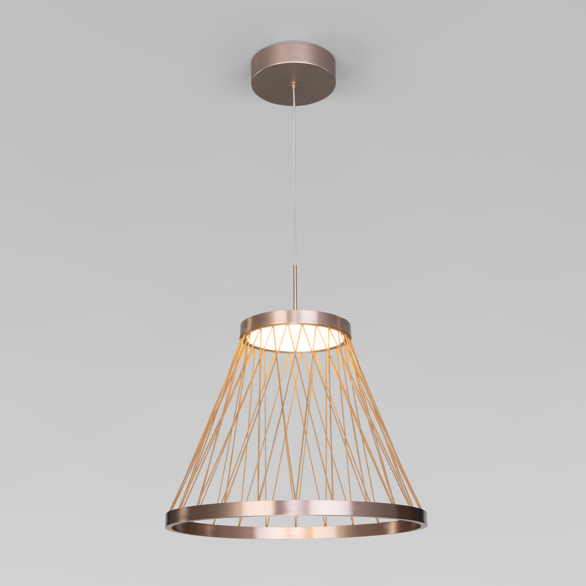Подвесной светильник 40*40*50-165 см, LED*18W, 3000K, Eurosvet Cesta 40016/1 LED, коричневый, a069283