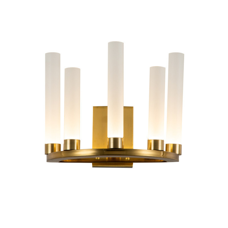 Бра Favourite Geyser 3015-5W, D155*W260*H220, латуни, цилиндрические плафоны разной высоты из матового стекла