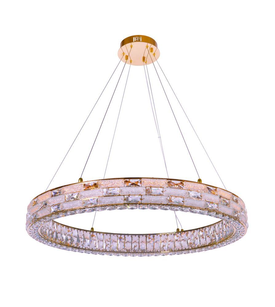 Люстра Ø800 x H120(1420) мм, Светодиодная лента 80W 4000K NewRgy GOLD+CLEAR (Золото + Прозрачный Хрусталь) 6014E/80W GOLD+CLEAR