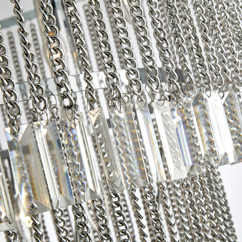 Подвесная люстра Favourite Ignis 2924-9P, D550*H710/1325, хром, подвески из металлических цепочек, декоративные элементы из прозрачного хрусталя