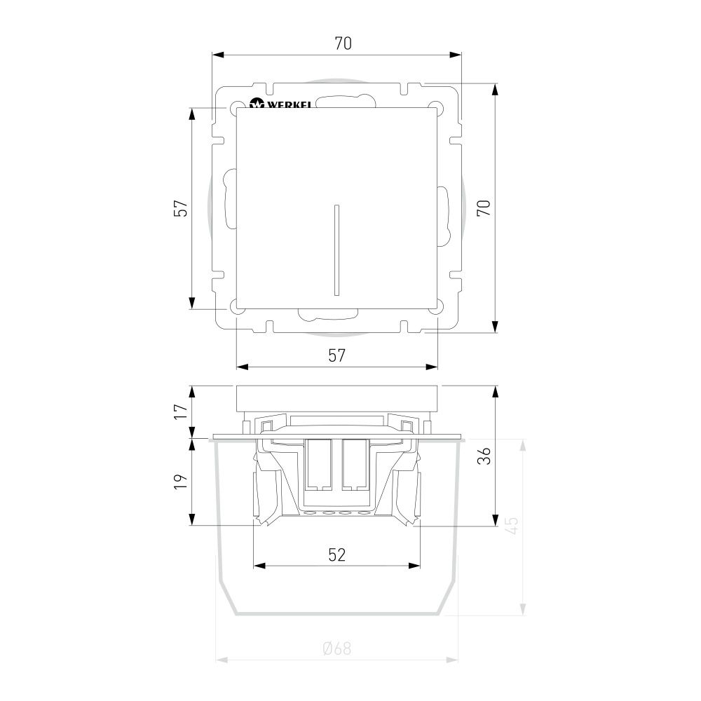 W1212104 Выключатель одноклавишный проходной с подсветкой, дымчатый Werkel, 4690389211898