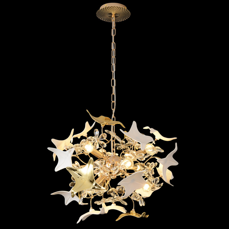 Подвесная люстра 52*175 см, 9*E14, 360W, Crystal Lux LETISIA SP9 GOLD золотой