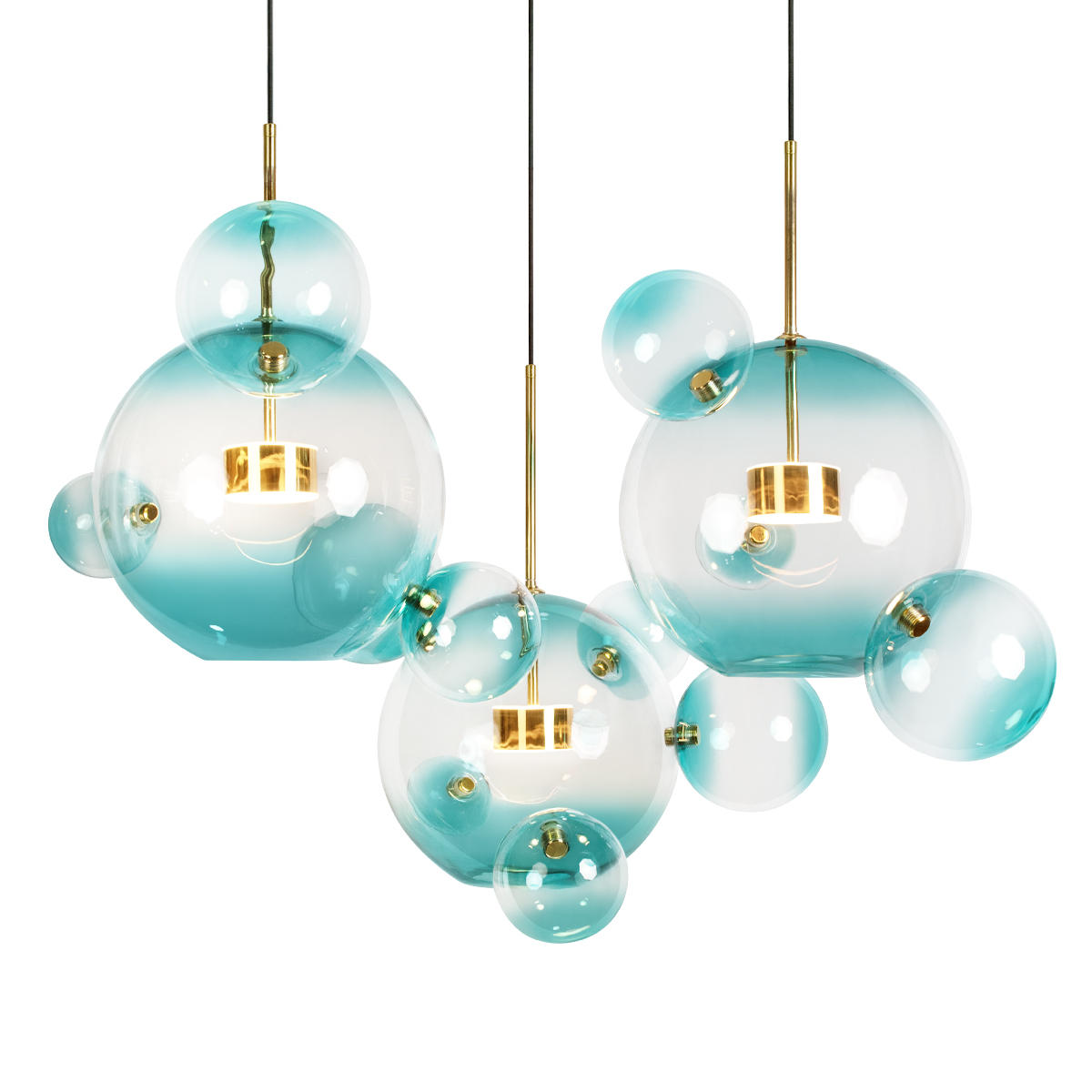 Подвесной светильник 120*60*68 см, 3*LED*10W LOFT IT Bolle 2027-S3 Blue золото