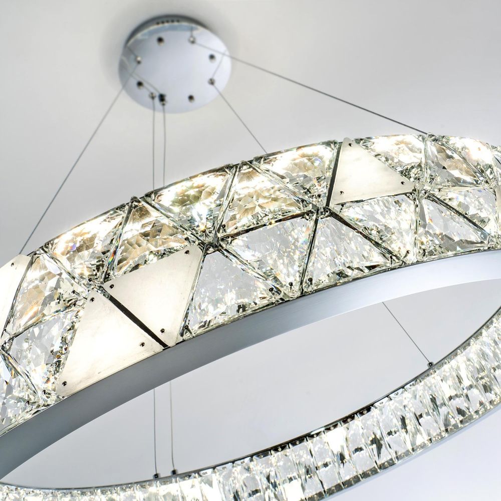 Подвесная люстра 80x50см, LED, 43Вт, 3000 / 6000K, Modelux ML.6982.800P CR Хром