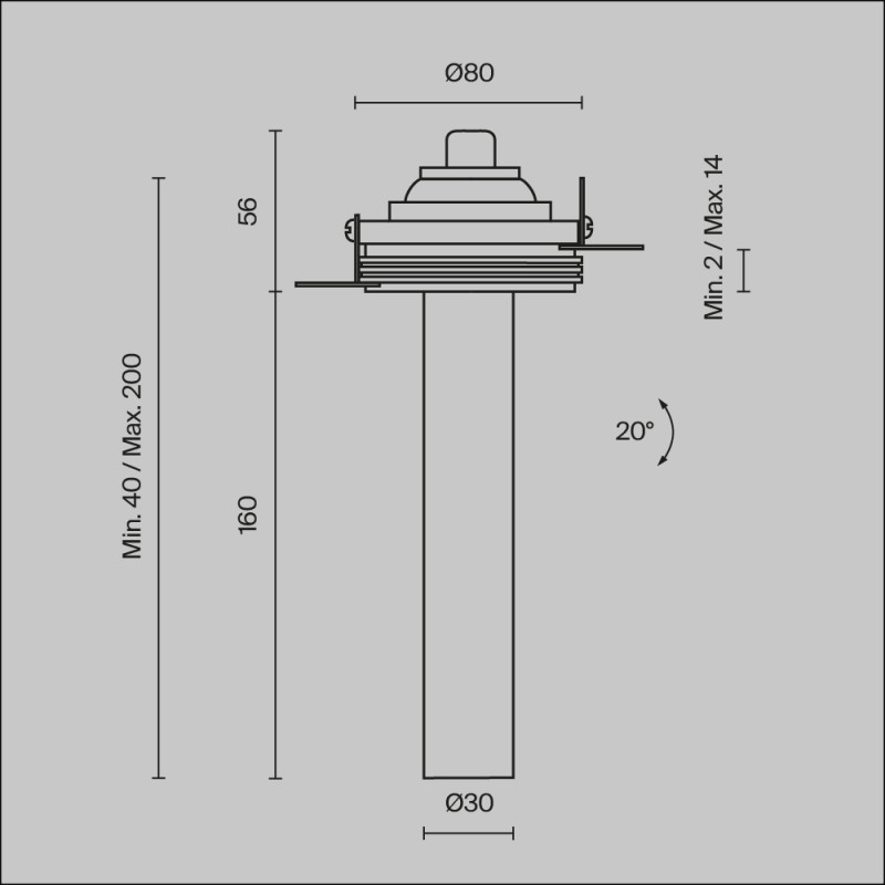 Встраиваемый светильник 3*3*21,6 см, LED, 7W, 4000К, Maytoni Technical Focus T C140TRS-L200-7W4K-W белый