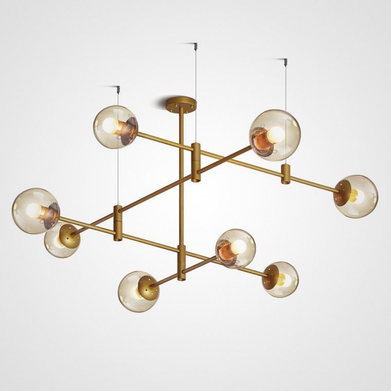 Люстра на штанге GAP золото 130*130*50 см, 8*E27*60W, ImperiumLoft GAP01, Золотистый, Чёрный
