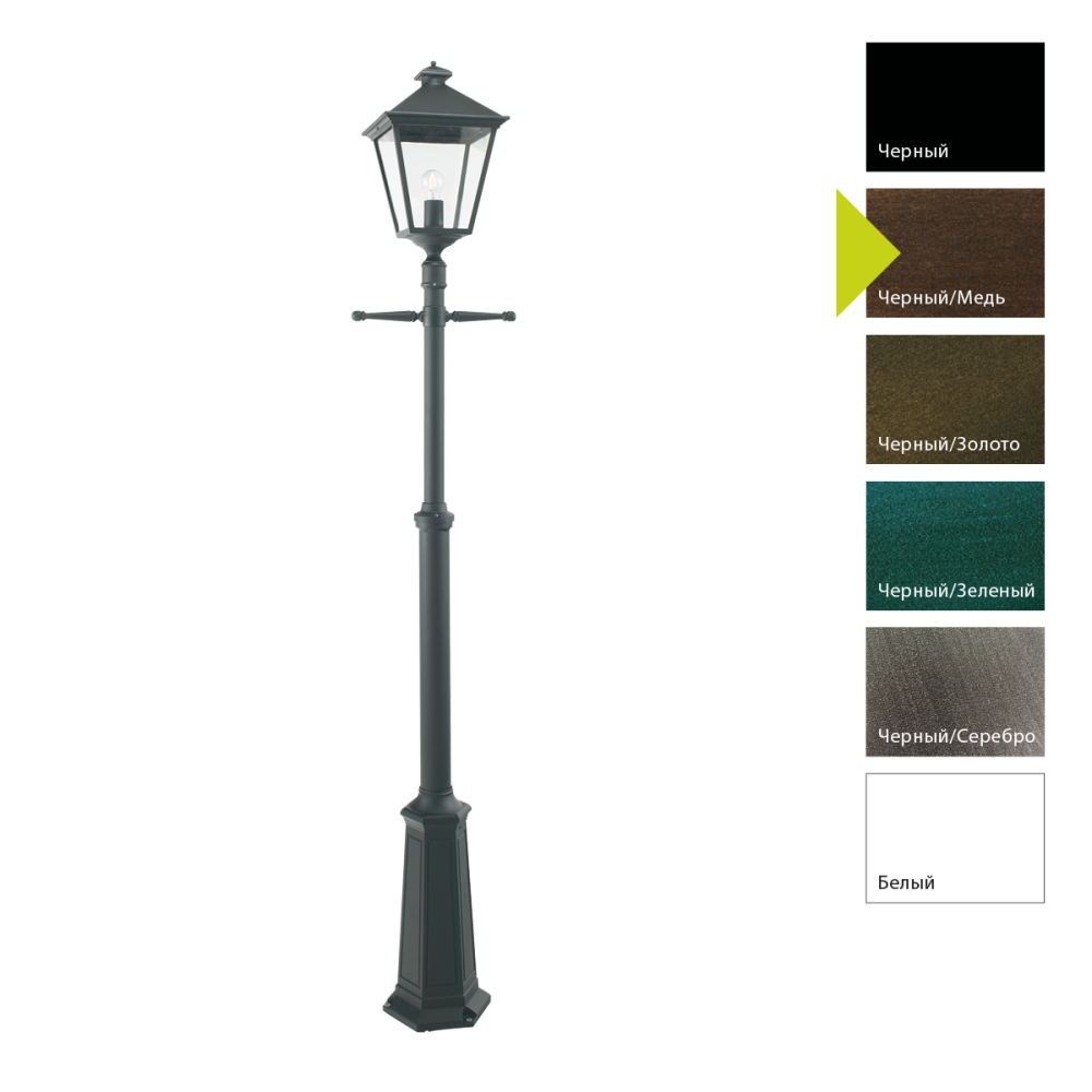 Фонарный столб 32*32*191-279 см, E27*100 (накал.) 77 (гал.)W, Natural Concepts Norlys London Big 315B, BC (Черный/Медь)