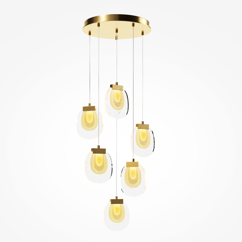 Каскадная люстра 45*45*325 см,  LED, 18W, 3000К, Maytoni Biology MOD367PL-L18BBSK латунный
