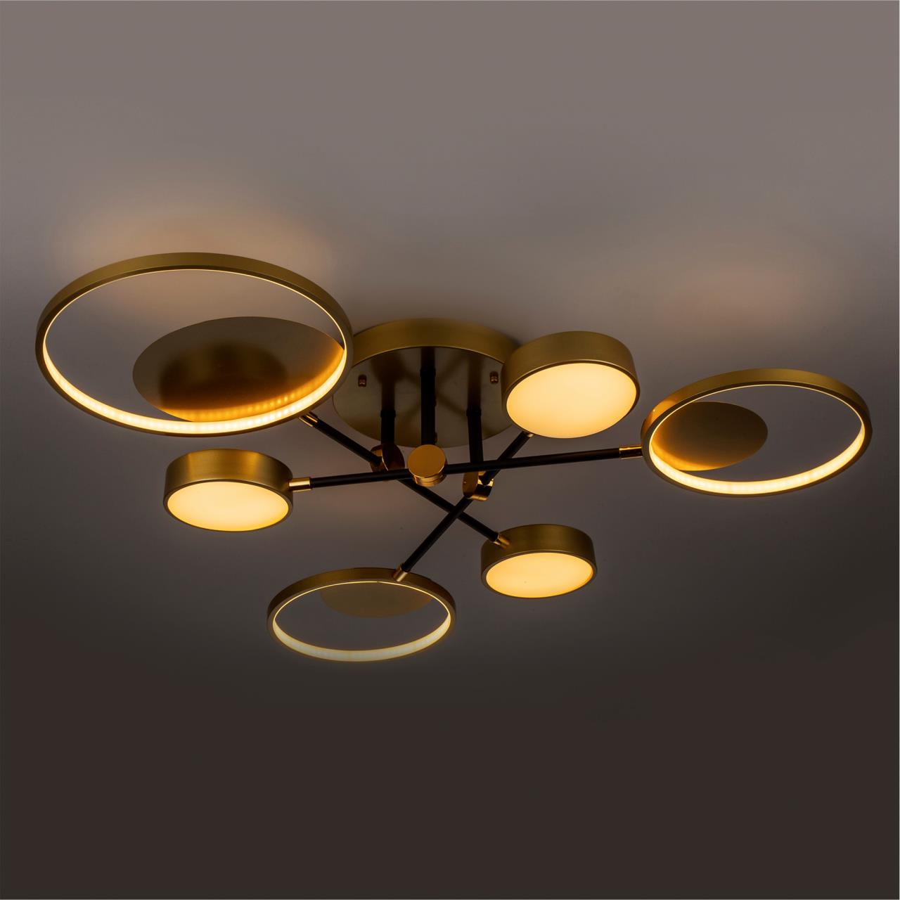 Светильник 100*100*20 см, LED 50W, 3000 / 6500К, Золото LED4U L2500-6