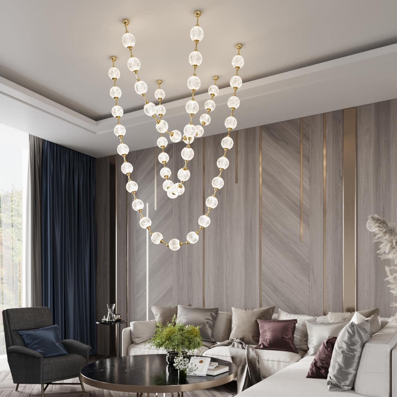 Светодиодный светильник 125 см, 192W, 4000K, Odeon Light CRYSTAL 5008/192L, золото
