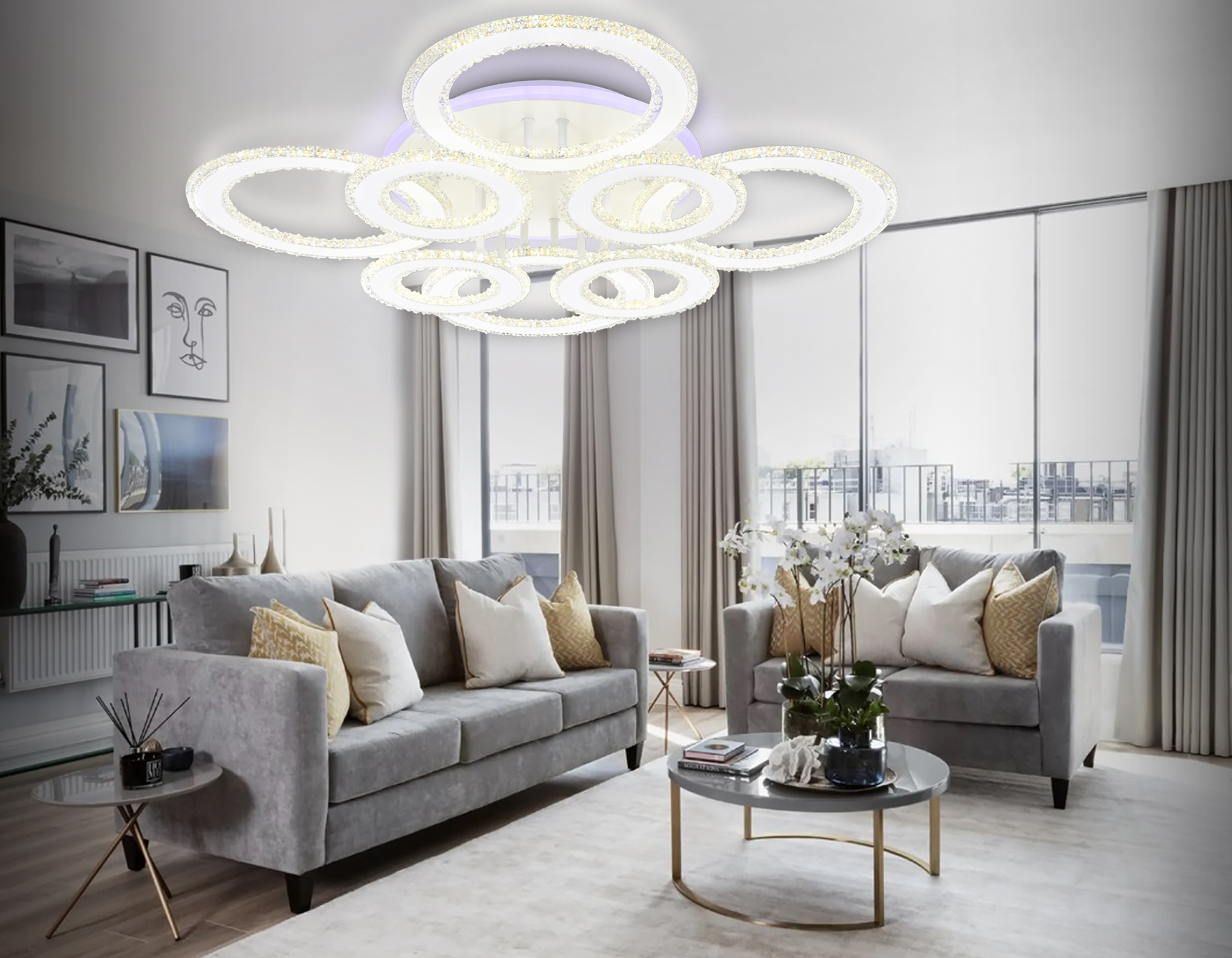 Светильник 75*75*12 см,  208W, 3000К, белый Ambrella Acrylica Original FA8854