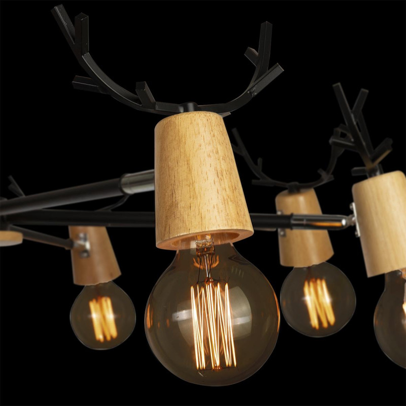 Люстра потолочная LOFT IT Sven 10024/8 Black, диаметр 85 см, черный-дерево