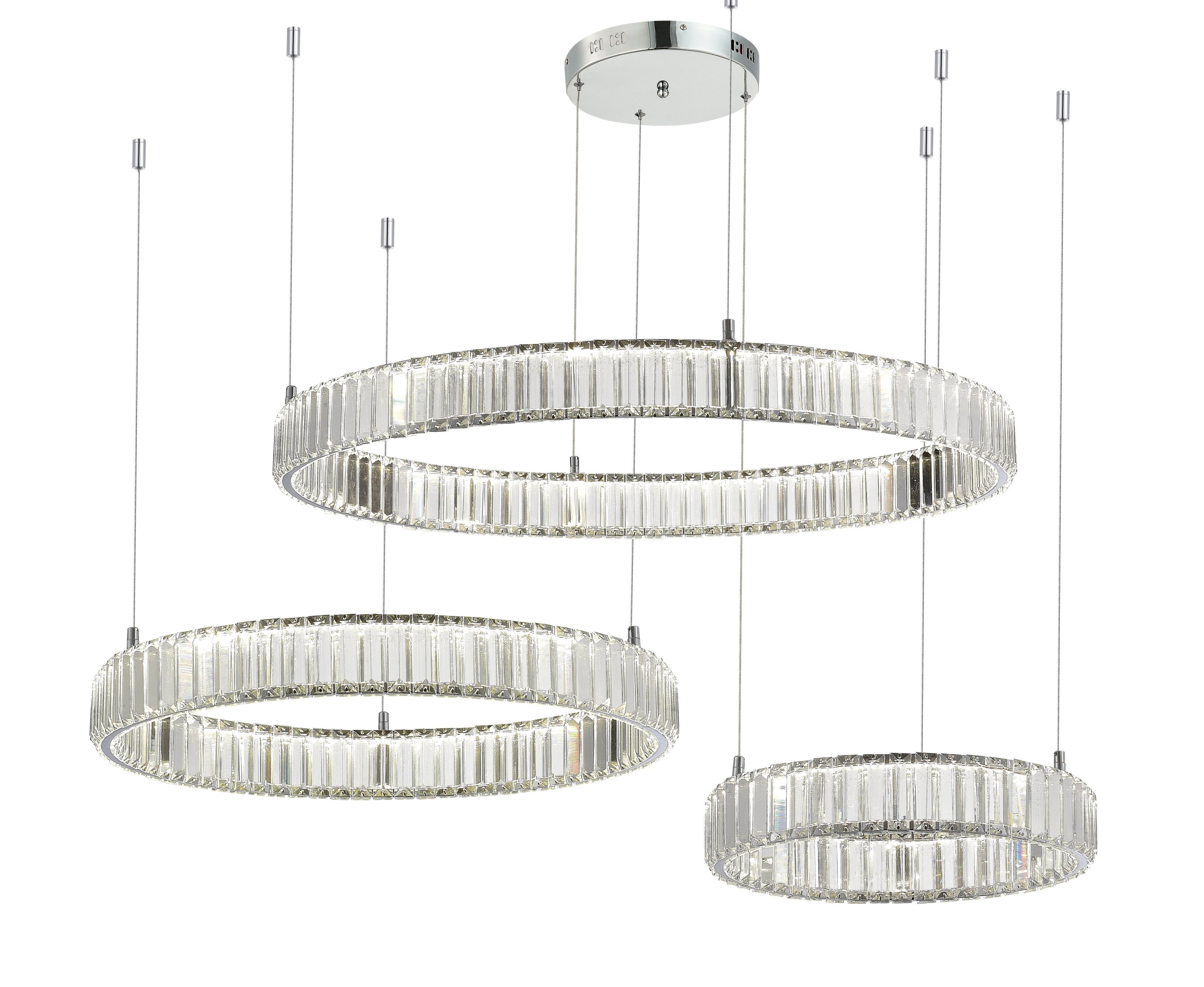 Люстра 400*600*800*1200, LED, 140W 4000K NewRgy LED 2107A-DW-40+60+80 CHROME, Хром