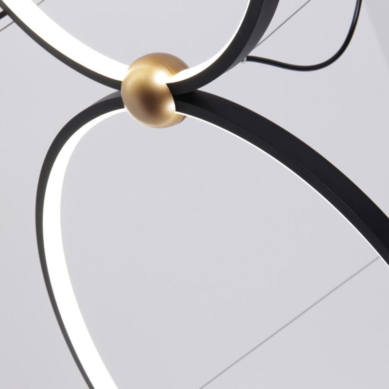 Подвесная люстра 122*50*200 см, 70W, Favourite TORNADO 4569-4P матовый черный, матовое золото, белый акрил