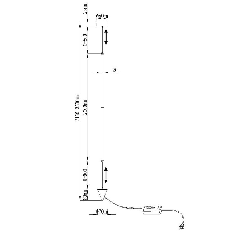 Подвесной светильник *8*280 см, LED *  36W, 3000К Mantra Vertical 7351, белый