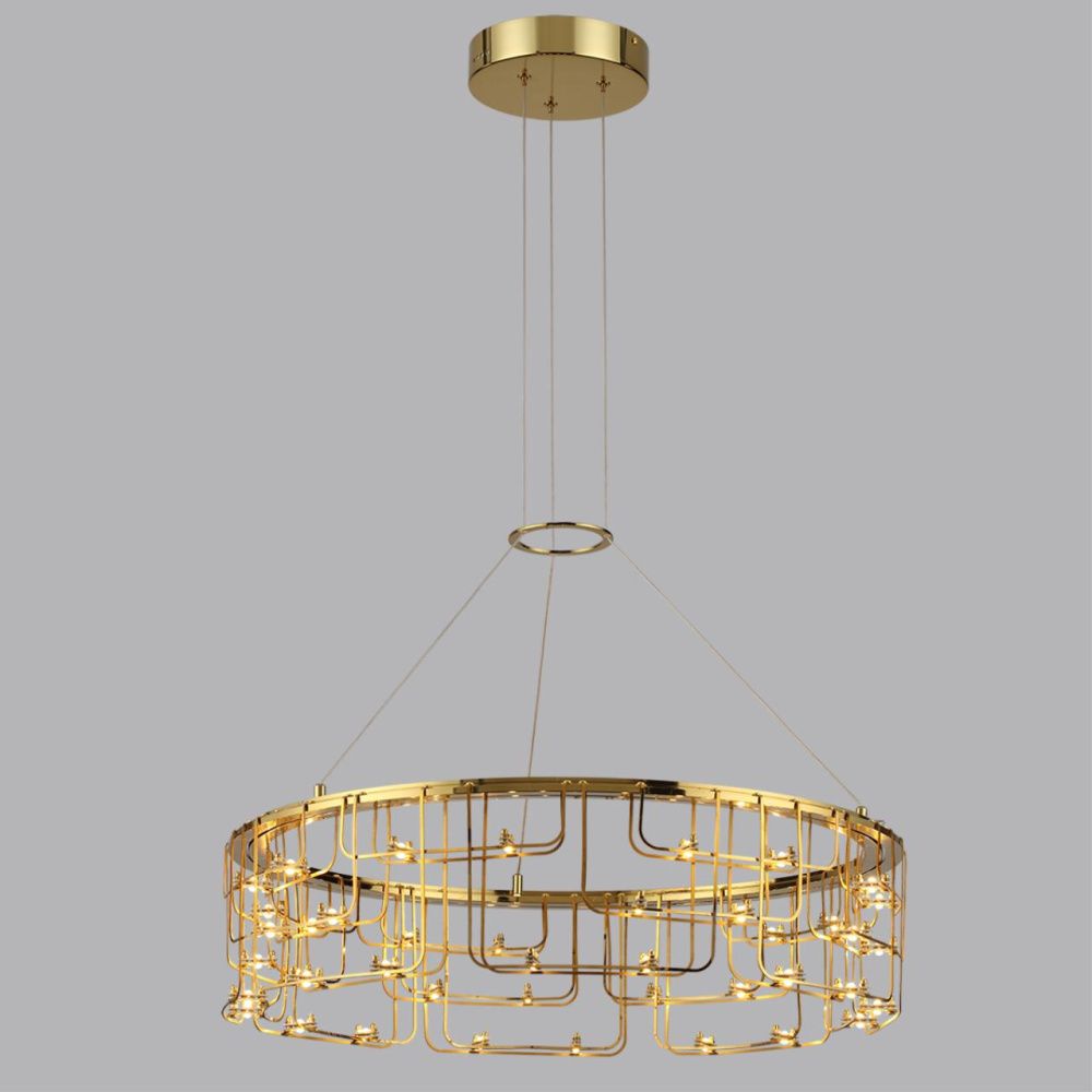 Подвесной светильник *62*-221 см, 88*LED*44W, 3000K, Odeon Light ZAHA 7060/44L, золото