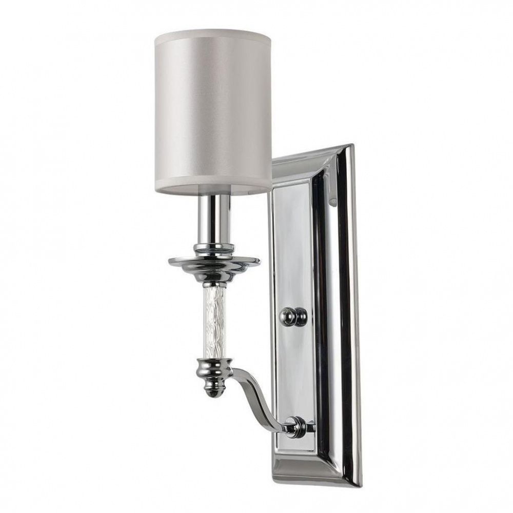 Бра Favourite Gelios 2930-1W, D160*W115*H390, хром, плафон из белой атласной ткани, декоративный элемент из прозрачного стекла