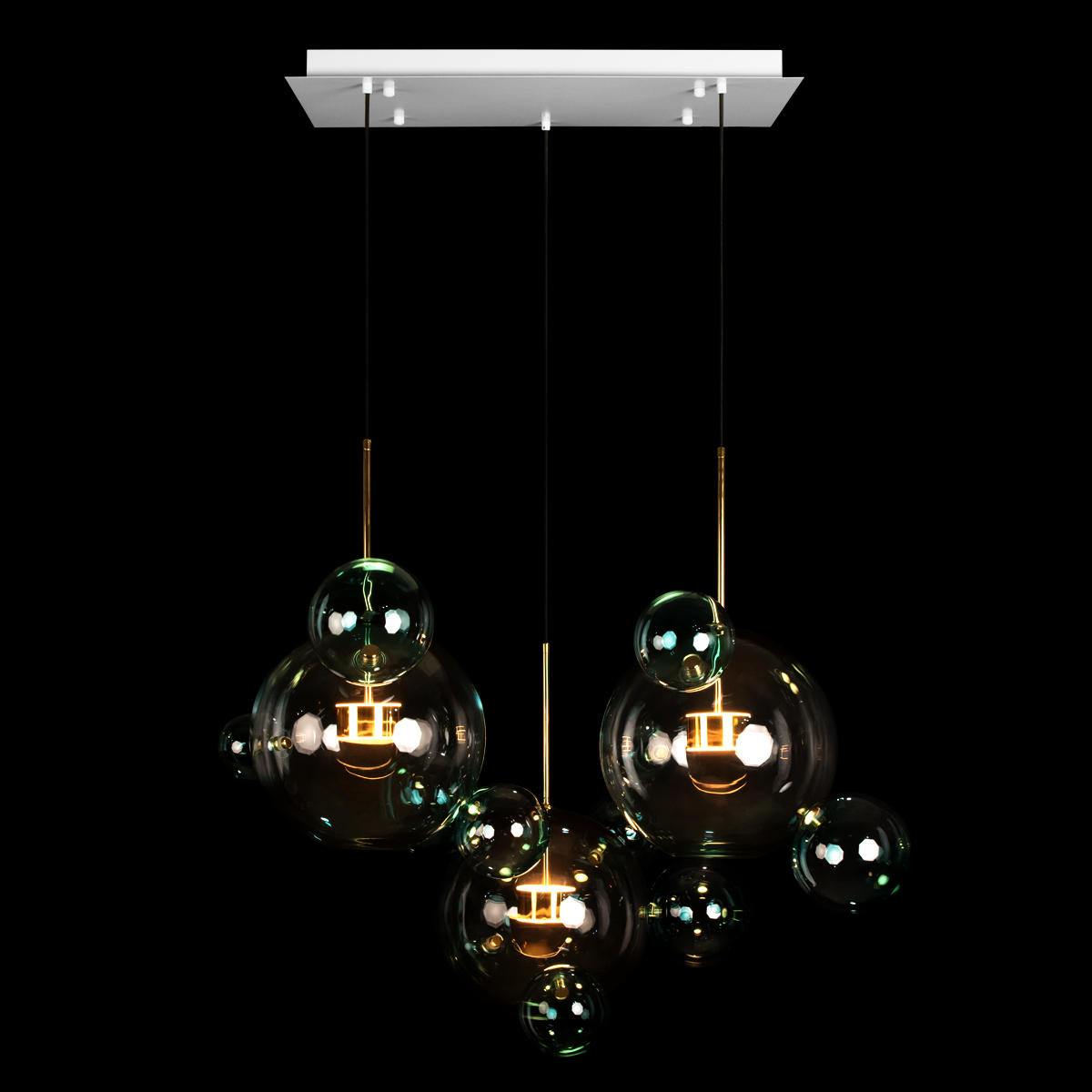 Подвесной светильник 120*60*68 см, 3*LED*10W LOFT IT Bolle 2027-S3 Blue золото
