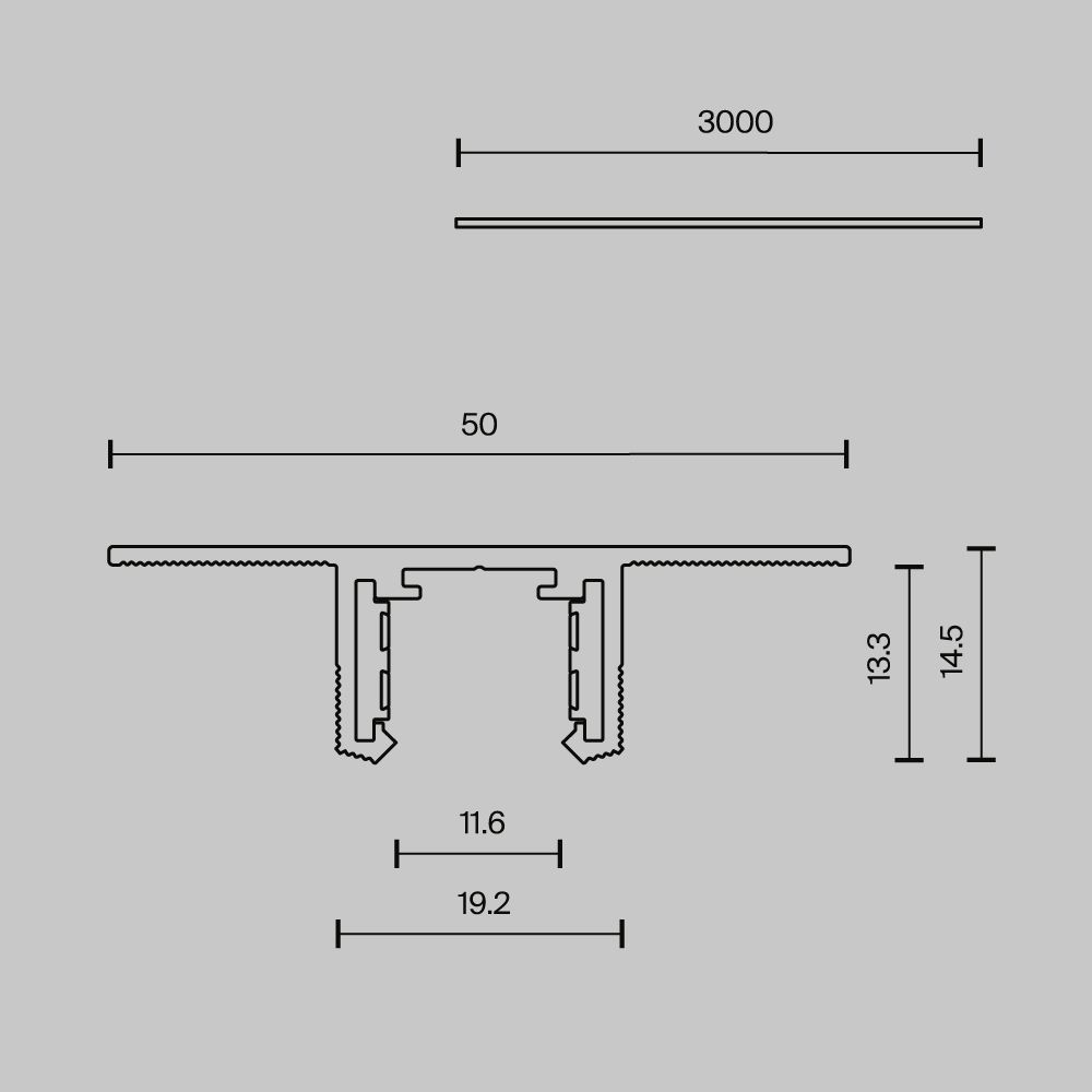 Шинопровод 3м Exility X встраиваемый под ГКЛ 12,5мм, черный 300*5*1 см, Maytoni Technical  TRX239-423.12B, Черный