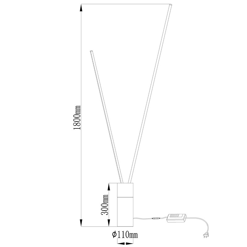 Торшер *11*180 см, LED *  44W, 3000К Mantra Vertical 7346, черный