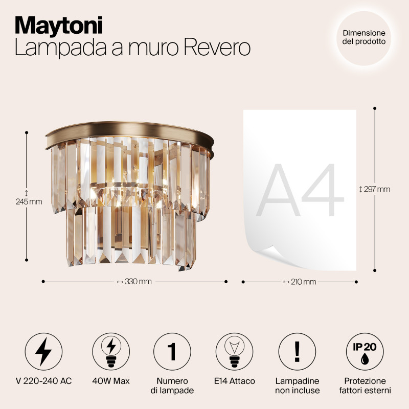 Светильник 25 см, Maytoni Revero MOD085WL-01G, золото