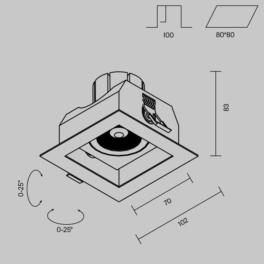 Встраиваемый светильник 10 см, 12W, 2700-4000K, Maytoni Technical Metal Modern DL008-12W2.7-3-4K-B, черный
