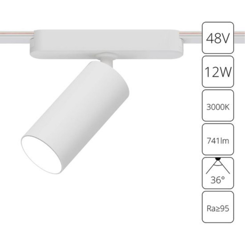 Трековый магнитный светильник 5 см, 12W, 3000K, Arte Lamp Rapid A1158PL-1WH, белый