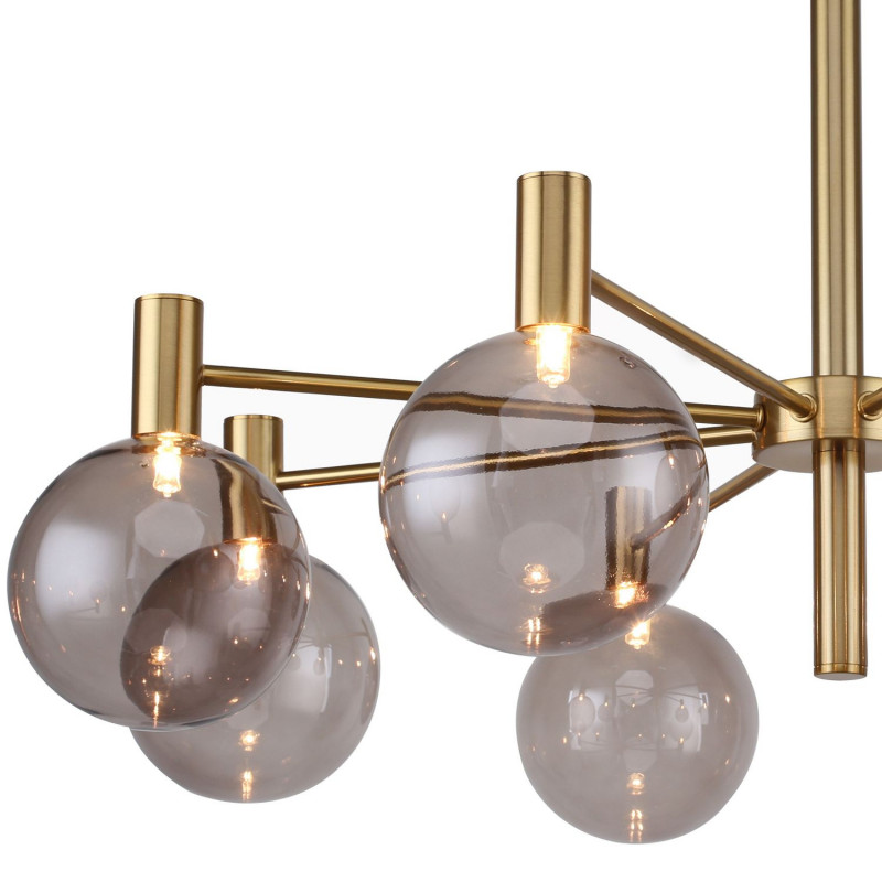 Люстра Favourite Eternity 2765-8P, D770*H500, латунь, круглые плафоны из стекла коньячного оттенка