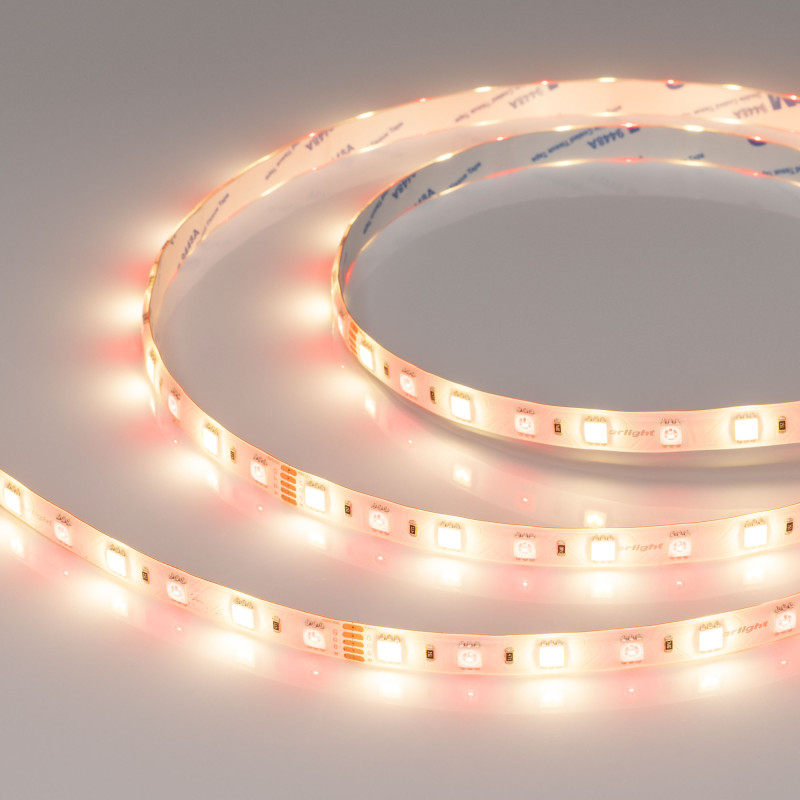 Лента RTW-SE-B60-10mm 24V RGBW-Warm (14.4 W/m, IP65, 5060, 5m) (Arlight, Открытый) 034185. Цена указана за 5 метров. Продается кратно 5 метрам.