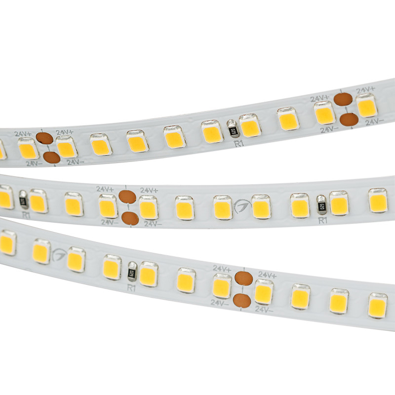 Лента RT-A160-8mm 24V Warm3000 (12 W/m, IP20, 2835, 5m) (Arlight, высок.эфф.150 лм/Вт) 024538(2). Цена указана за 5 метров. Продается кратно 5 метрам.