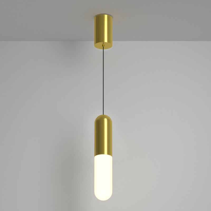 Подвесной светильник 6*6*30 см, LED, 12W, 3000К, Maytoni Technical Mist P101PL-L300-12W3K-BS латунный