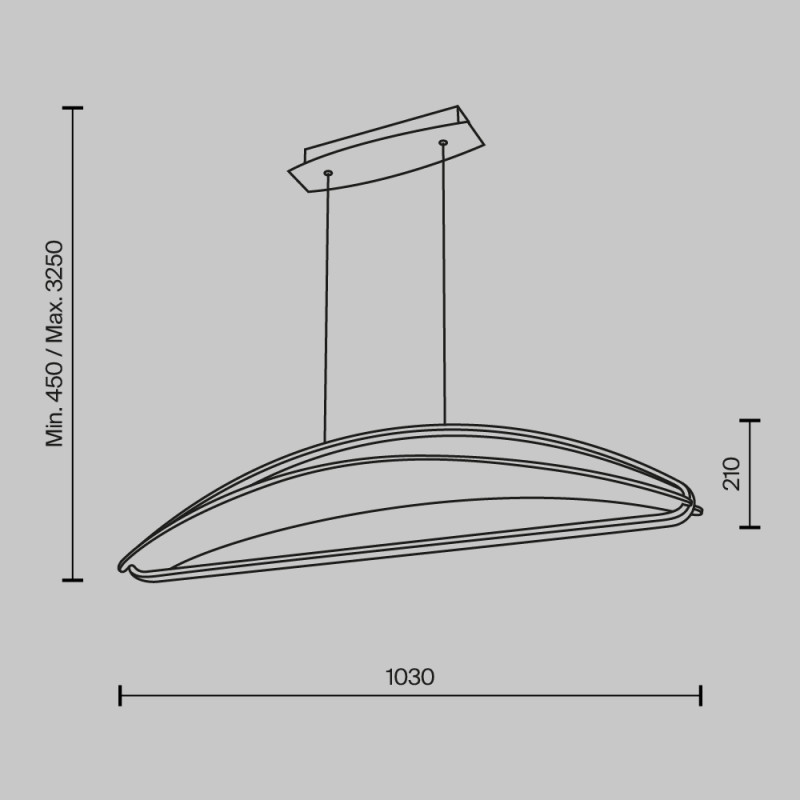 Подвесной светильник 103*25*325 см, LED, 34W, 3000К, Maytoni Breeze MOD281PL-L34BS3K латунный