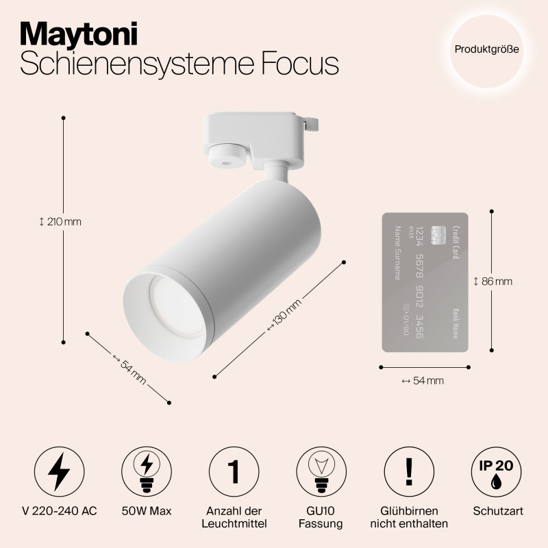 Трековый светильник Maytoni Track TR004-1-GU10-W, белый, GU10, 50W