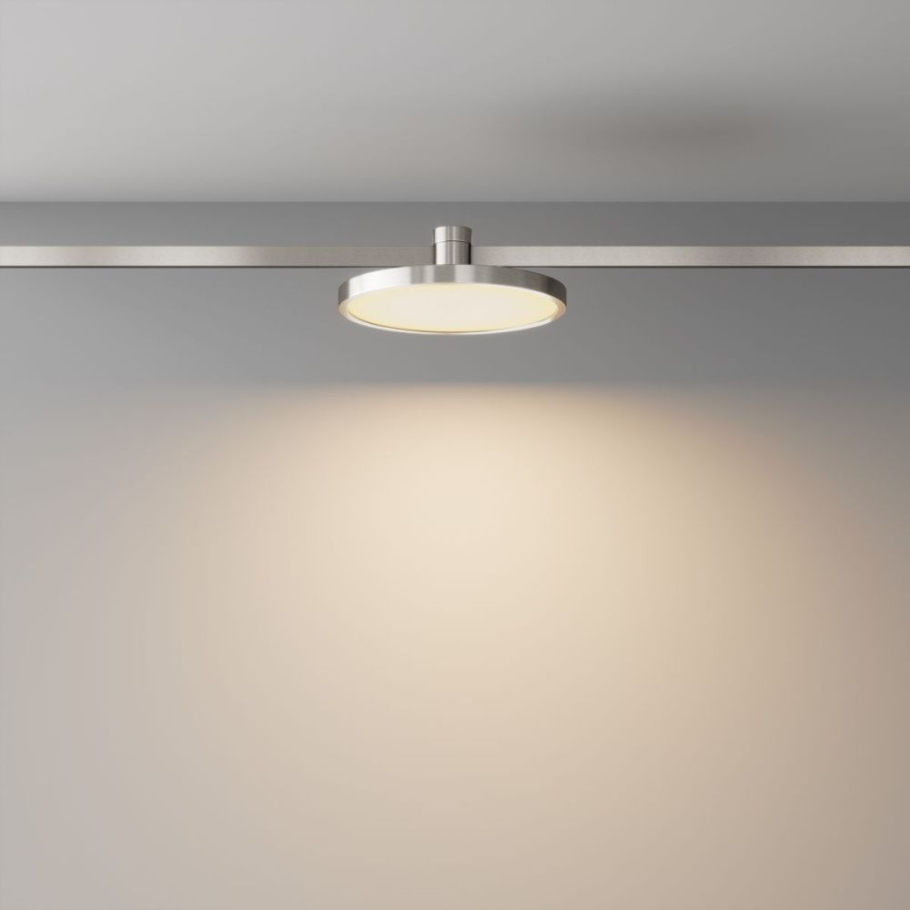 Трековый магнитный светильник 17 см, 10W, 3000K, Maytoni Technical Plato Flarity TR153-1-10W3K-PT, платина